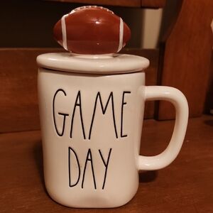 Rae Dunn Cream "Game Day" Mug with Brown Football Lid